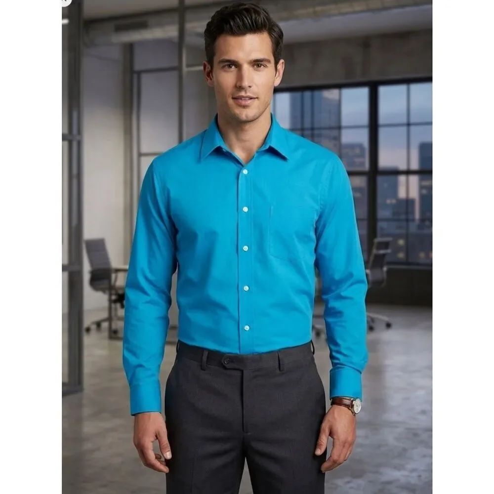 Take 50% OFF- Croft&Barrow Blue Men’s Button Down Shirt, Size-L